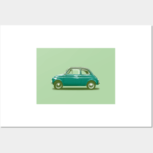 Green Fiat 500 Posters and Art